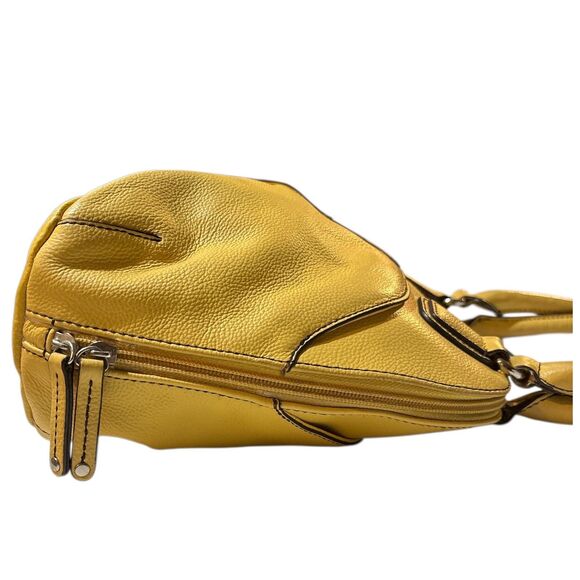 Tignanello Yellow Leather Shoulder Bag Pebbled Leather Tote Purse Handbag - Picture 5 of 7